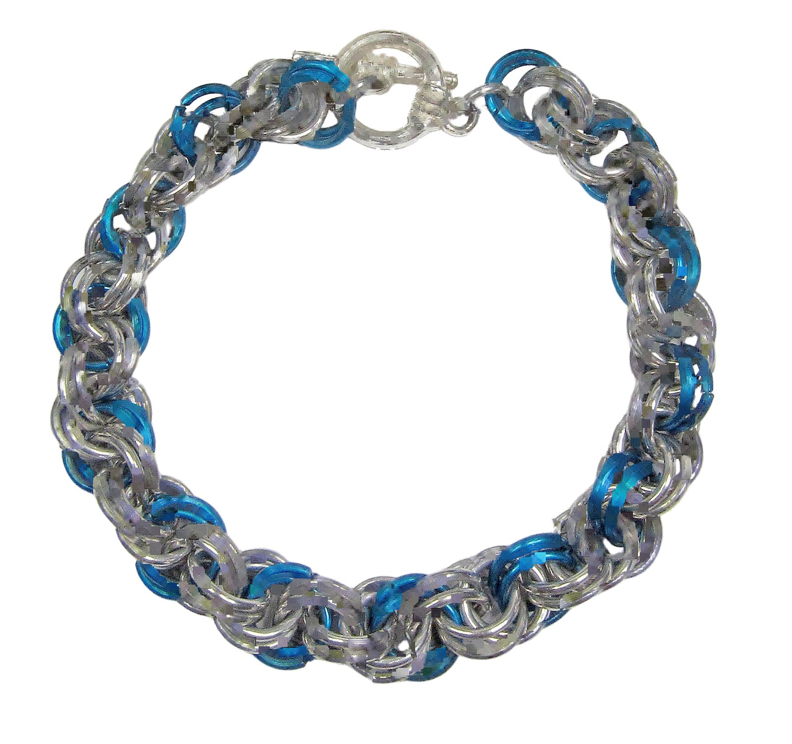 after: jewelry product photography of the same linked bracelet on white