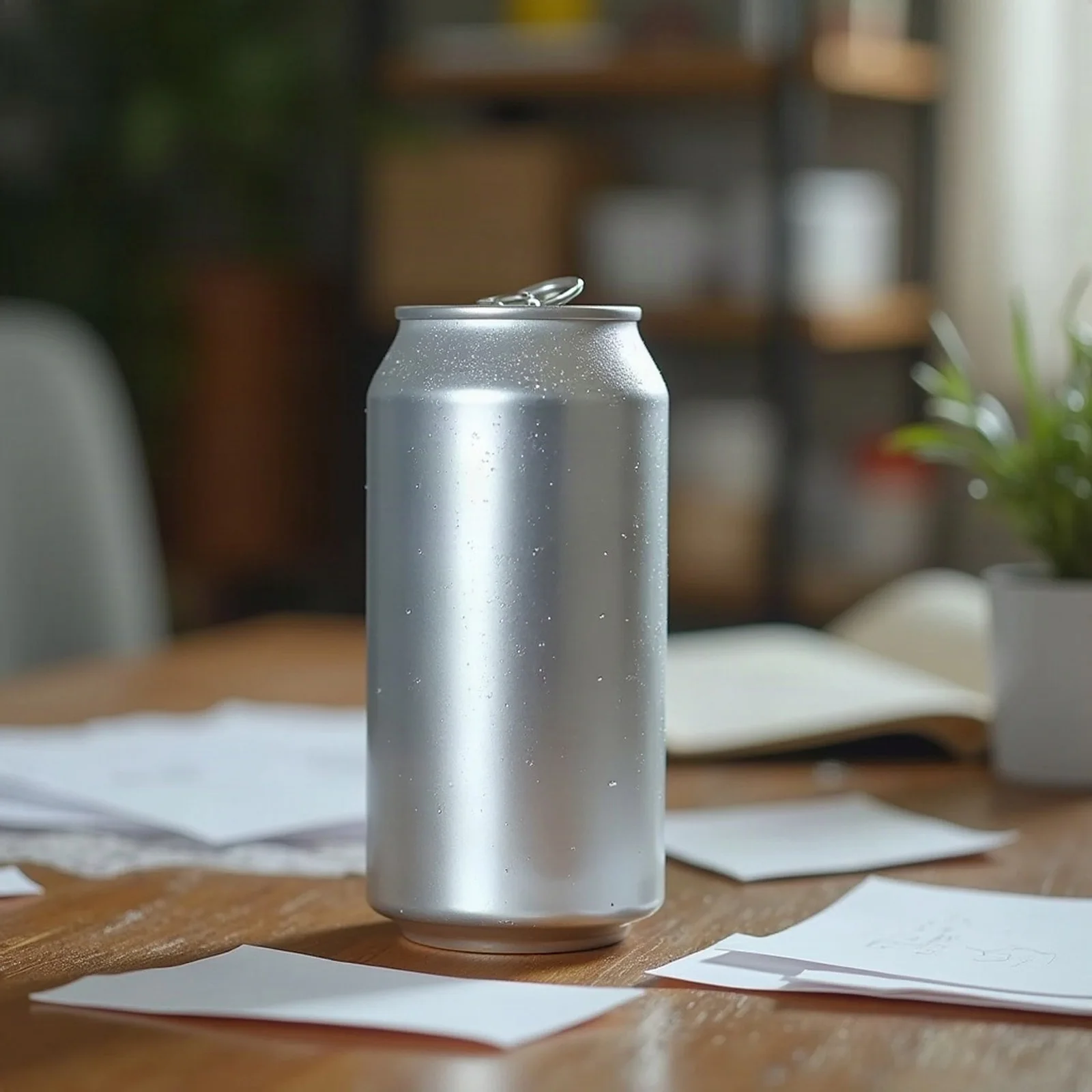 before: original unbranded silver beverage can
