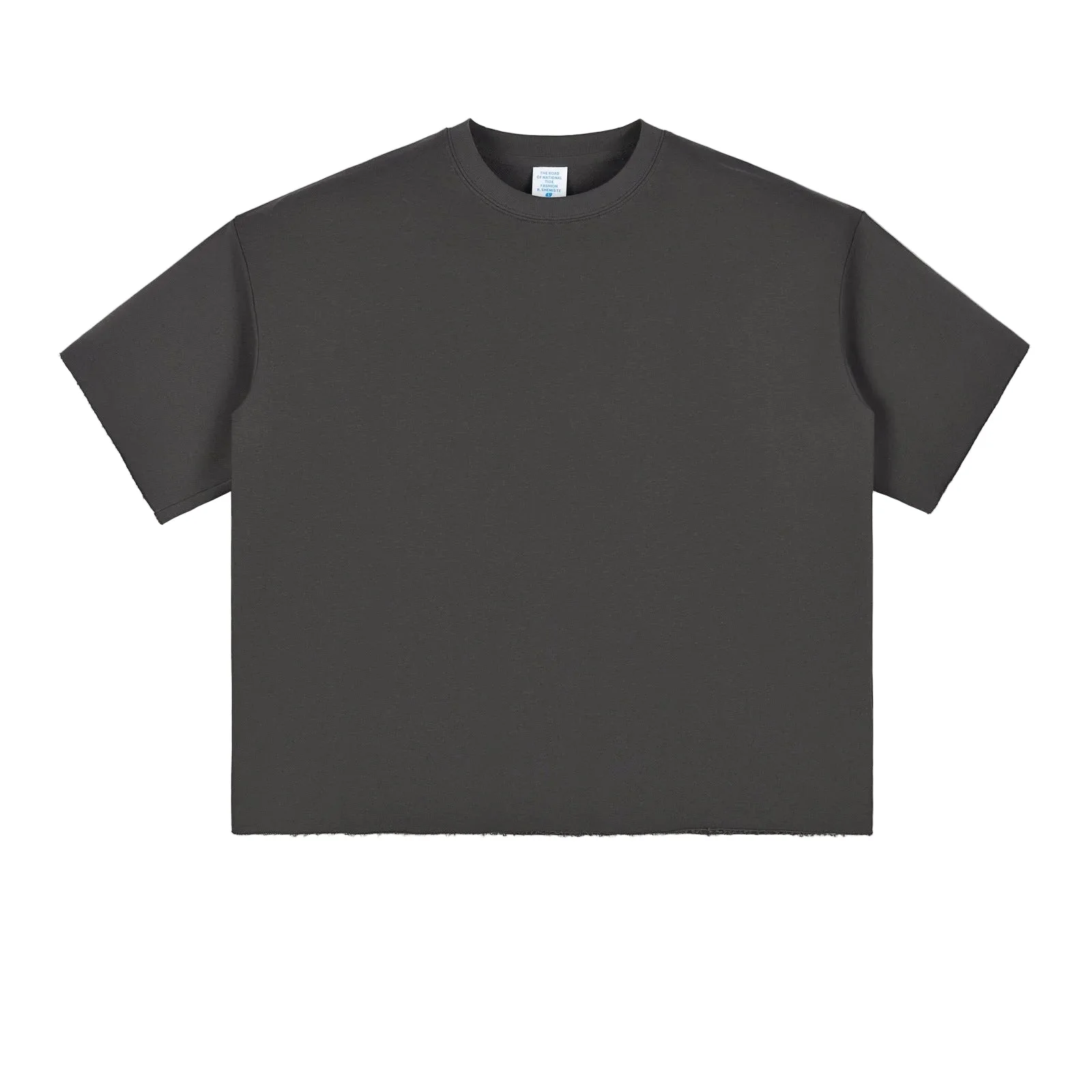 before: black T-shirt photographed as a flat lay